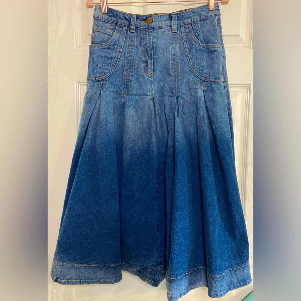 Soft Surroundings Maxi Women’s Jean Skirt Sz Small Button & Zip Fly Two Pockets